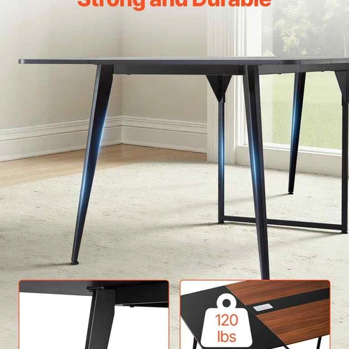 Konferencijų stalas VEVOR KLHY-02, 10 asmenų, Juoda/ruda, 240 × 120 × 75 cm - Darbo stalai