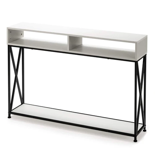 Konsolė 120x23x79cm., baltos/juodos spalvos
