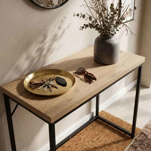 Konsolė ORIGO, ąžuolo/juodos spalvos, 90 × 75 × 35 cm - Konsolės