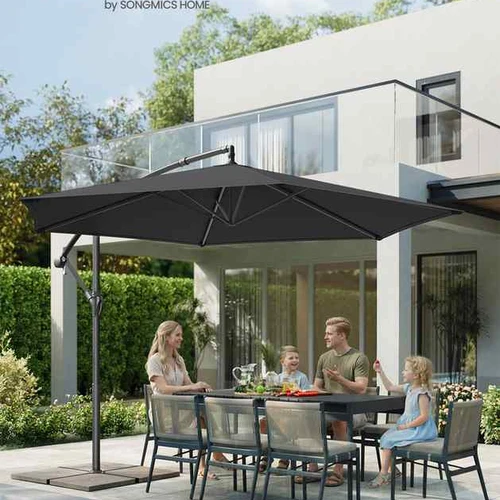Konsolinis skėtis nuo saulės SONGMICS, Pilkas, Ø 350 × 250 cm - Lauko skėčiai
