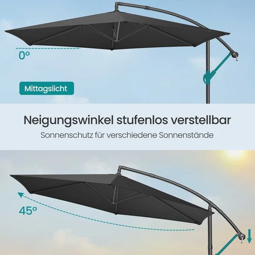 Konsolinis skėtis nuo saulės SONGMICS, Pilkas, Ø 350 × 250 cm - Lauko skėčiai