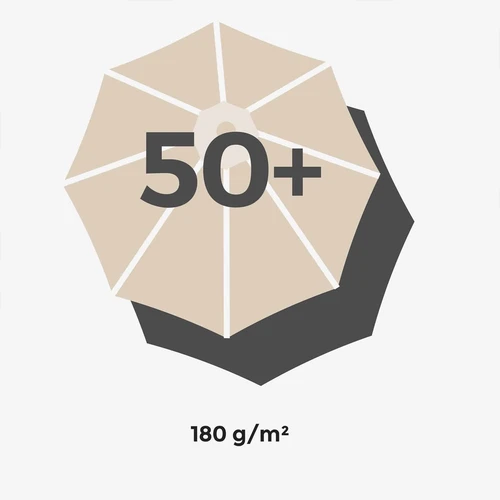 Skėtis su metaliniu stulpu ir patvariu audiniu