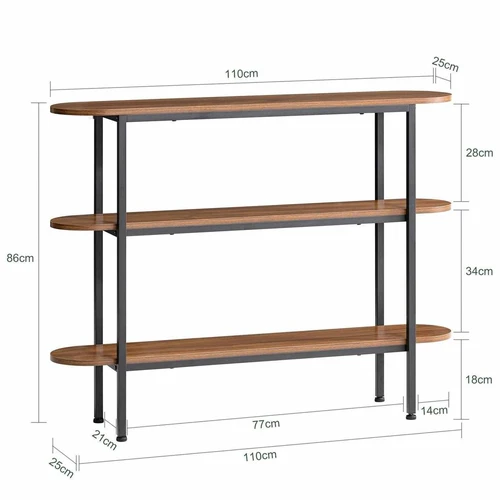 Konsolinis stalas 110x25x86cm., rudos/juodos spalvos - Konsolės