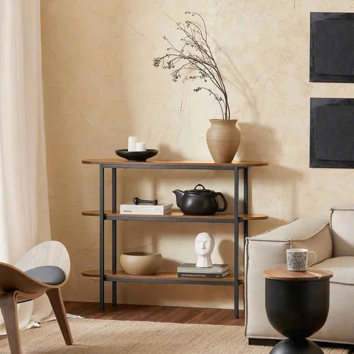 Konsolinis stalas 110x25x86cm., rudos/juodos spalvos - Konsolės