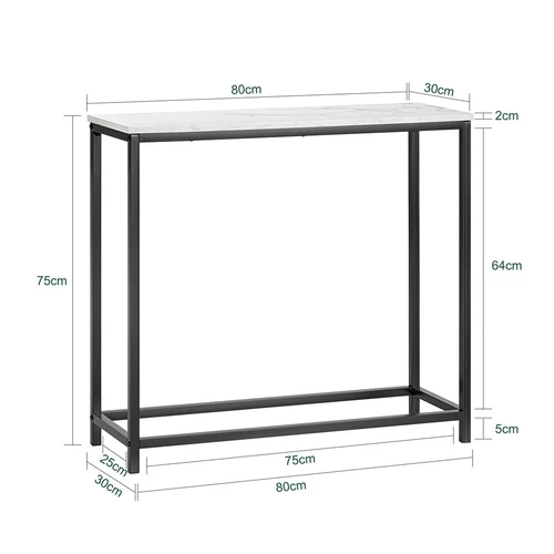 Konsolinis stalas 80x30x75cm., juodos/baltos spalvos - Konsolės