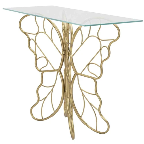 Konsolinis stalas Butterfly, Auksinės spalvos, 110 × 76 × 40 cm - Konsolės