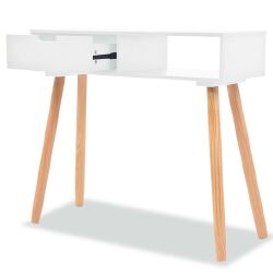Konsolinis stalas, masyvi pušies mediena, 80x30x72cm, balta - Konsolės