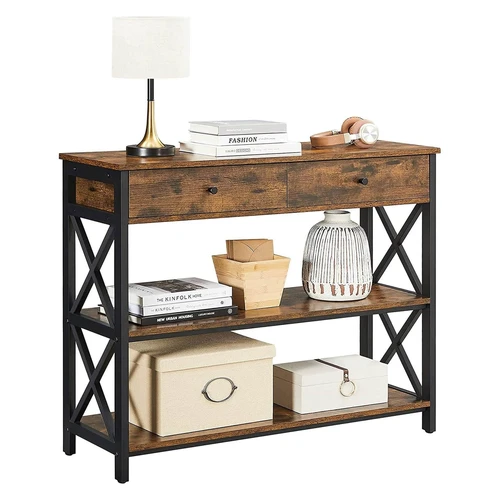 Tvirtas medžio drožlių plokštės ir plieno staliukas 100x33x80 cm