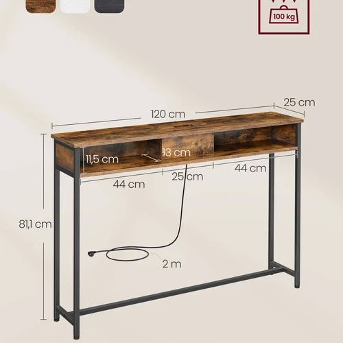 Konsolinis staliukas 25x120x81,1cm., rudos/juodos spalvos - Konsolės