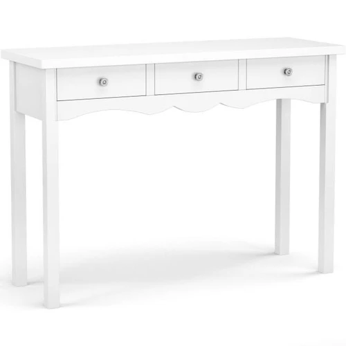 Konsolinis staliukas, 3 stalčiai, Balta, 100,076 × 74,93 × 32,004 cm