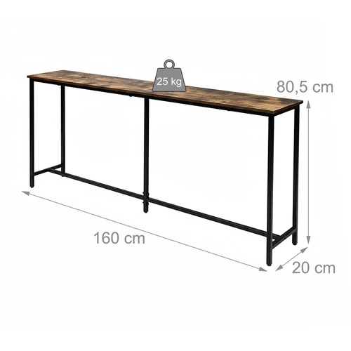 Konsolinis staliukas Relaxdays 10051905_746, rudos/juodos spalvos, 160 × 80,5 × 20 cm - Konsolės