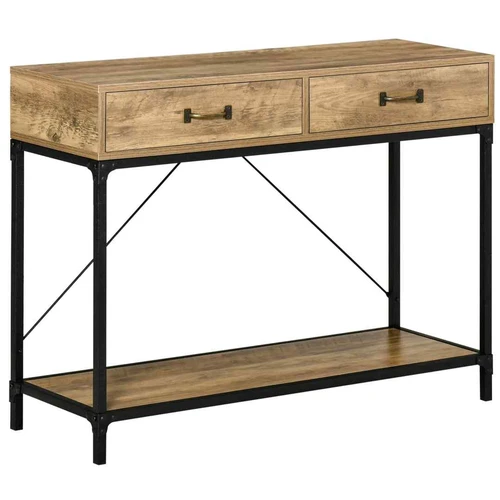 Konsolinis staliukas su stalčiais Homcom 100x35x76,5cm., šviesiai rudos/juodos spalvos