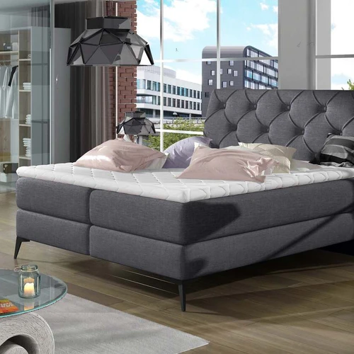 Dizaino meistriškumas: Boxspring Aderito lova su metalinėmis kojomis