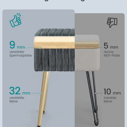 Kosmetinis pufas SONGMICS LOM505, Su daiktadėže, 30 × 40 × 50 cm - Pufai
