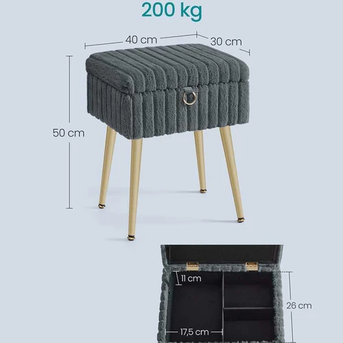 Kosmetinis pufas SONGMICS LOM505, Su daiktadėže, 30 × 40 × 50 cm - Pufai