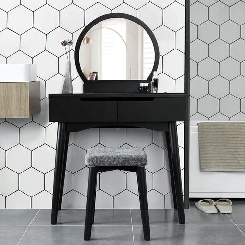 Kompaktinis tualetinis staliukas su veidrodžiu