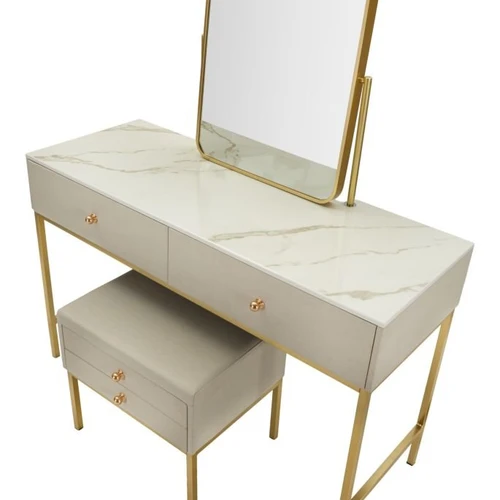 Kosmetinis staliukas Luxury, su veidrodžiu ir taburete, 120 × 75 × 45 cm - Kosmetiniai staliukai