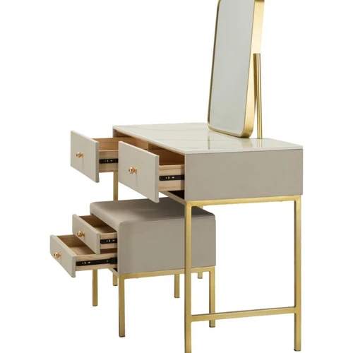 Kosmetinis staliukas Luxury, su veidrodžiu ir taburete, 120 × 75 × 45 cm - Kosmetiniai staliukai