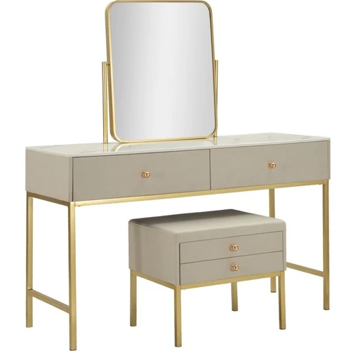 Kosmetinis staliukas Luxury, su veidrodžiu ir taburete, 120 × 75 × 45 cm