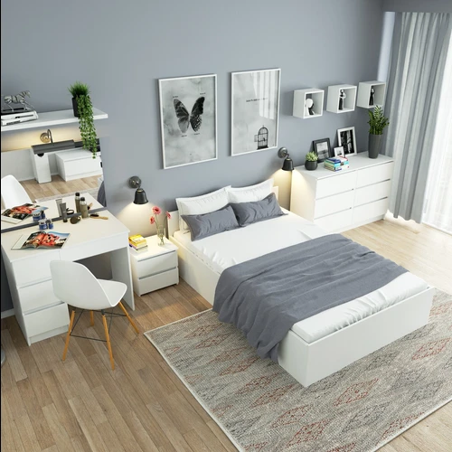 Elegantiškas tualetinis staliukas su veidrodžiu miegamajam