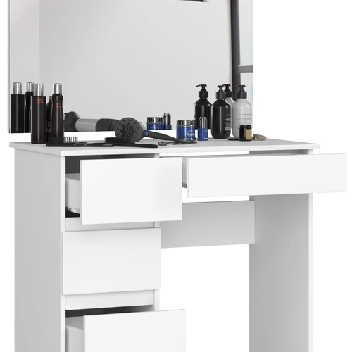 Didelio veidrodžio tualetinis staliukas su vietos kosmetikai