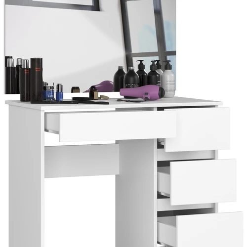 Balta kosmetinė konsolė su funkcionaliu viršumi
