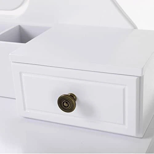 Komplektas: staliukas, taburetė ir makiažo veidrodis