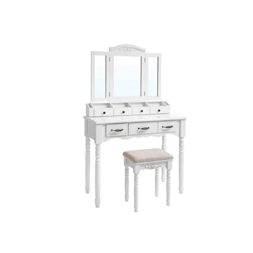 Stilingas ir praktiškas makiažo stalas balta spalva