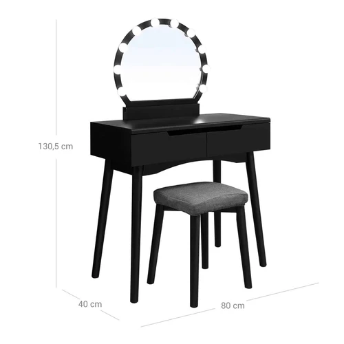 Lengvai surinkiamas tualetinis stalas su apšvietimu