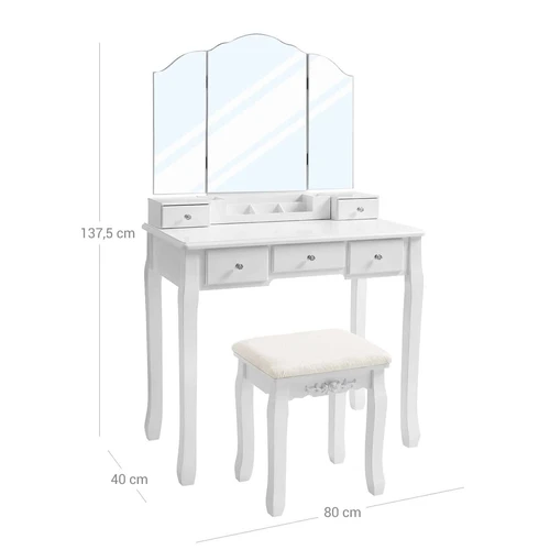 Modernus kosmetinis staliukas su veidrodžiu ir 5 stalčiais