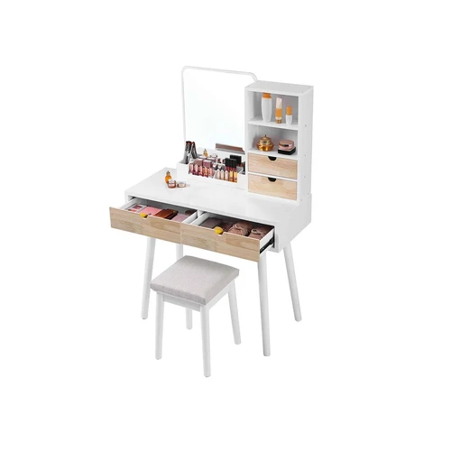 Puikus makiažo stalas su veidrodžiu ir taburete