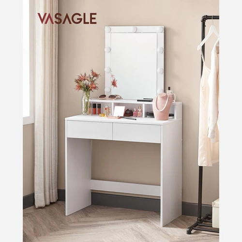 Praktiškas tualetinis staliukas su 2 stalčiais ir 3 skyreliais