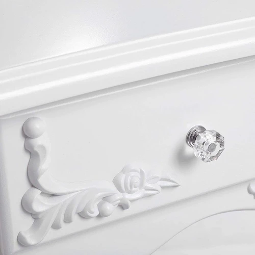 Matinis baltas tualetinis staliukas su veidrodžiu ir taburete