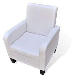Krėslas, baltos spalvos, dirbtinė oda 61x60x79,5cm