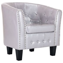 Krėslas, blizgios sidabrinės spalvos, dirbtinė oda - Foteliai