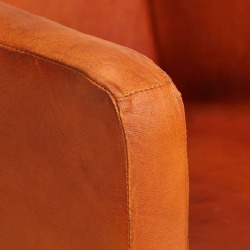 Krėslas, gelsvai rudos spalvos, tikra oda - Foteliai