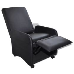 Krėslas, juodas, dirbtinė oda, sulankstomas - Foteliai
