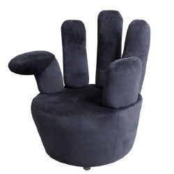 Krėslas, juodas, plaštakos formos, aksomas - Foteliai