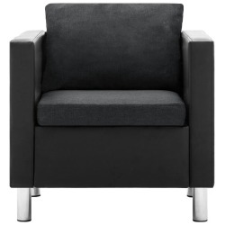 Krėslas, juodos ir tamsiai pilkos spalvos, dirbtinė oda - Foteliai