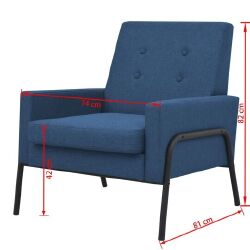 Krėslas (mėlynas, plienas) - Foteliai