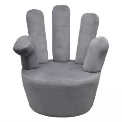 Krėslas, pilkas, plaštakos formos, aksomas - Foteliai