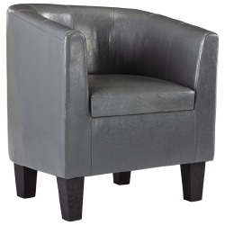 Krėslas, pilkos spalvos, dirbtinė oda - Foteliai