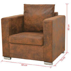 Krėslas, rudas, dirbtinė versta oda - Foteliai