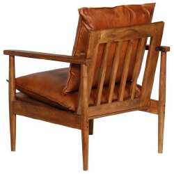 Krėslas, rudas, tikra oda, akacijos mediena - Foteliai