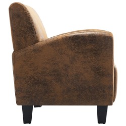 Krėslas, rudos spalvos, dirbtinė versta oda - Foteliai
