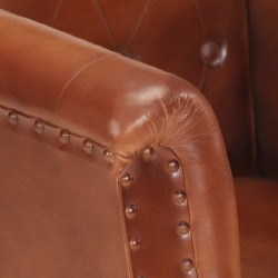 Krėslas, rudos spalvos, natūrali oda - Foteliai