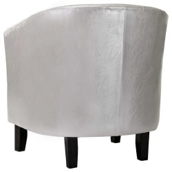 Krėslas, sidabrinės spalvos dirbtinė oda - Foteliai