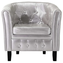 Krėslas, sidabrinės spalvos dirbtinė oda - Foteliai