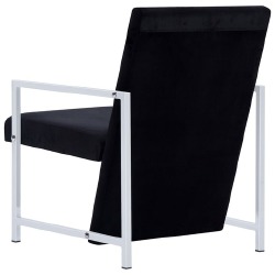 Krėslas su chromuotomis kojomis, juoda sp., aksomas - Foteliai