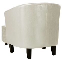 Krėslas su pakoja, baltos spalvos dirbtinė oda - Foteliai
